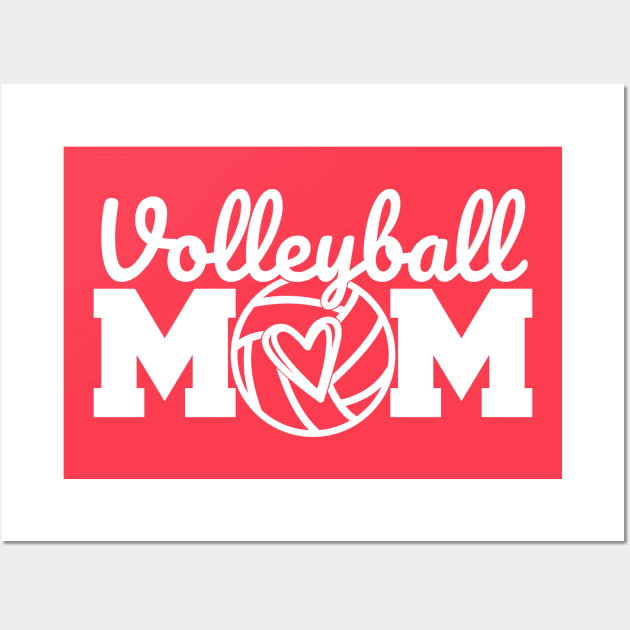 Volleyball Mom love volleyball fan player white text Wall Art by Cute Tees Kawaii